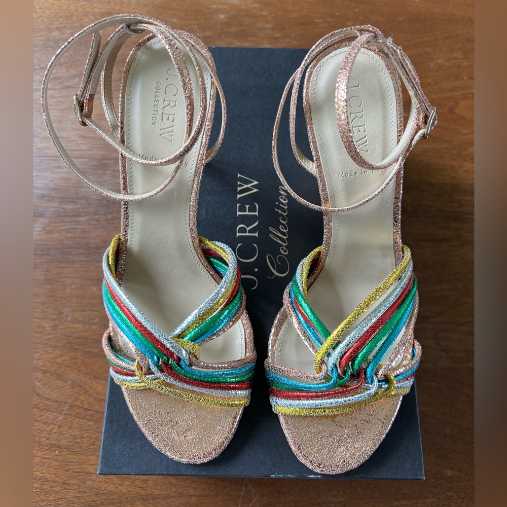 JCrew Collection multi-color metallic strappy heel size 7 1/2